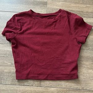 Wild Fable Burgundy Short Sleeved Crop Top